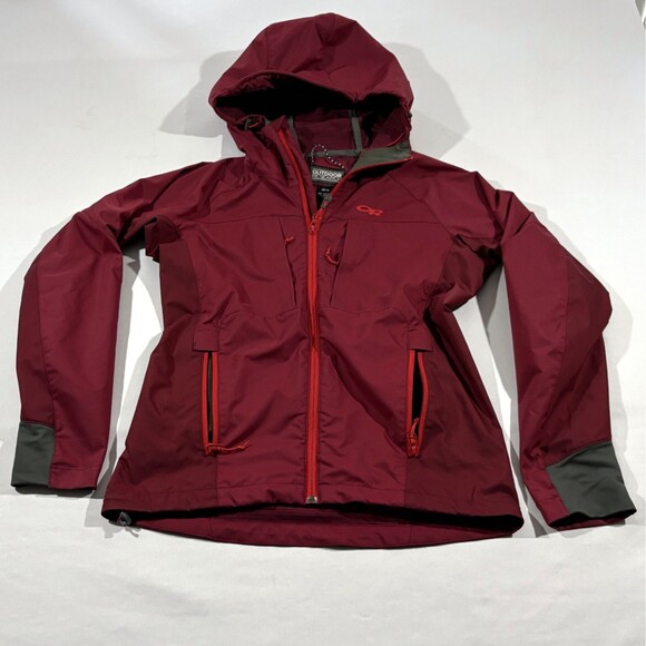 Outdoor Research San Juan Zip Shell Hoodie Windbreaker Jacket Red Womens Sz XS